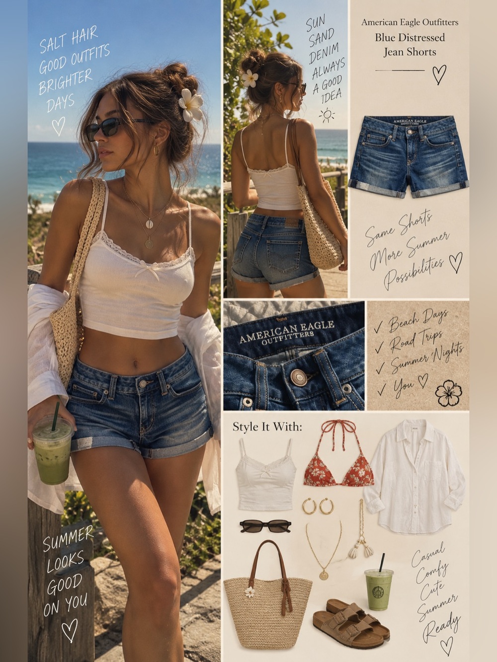 American Eagle Outfitters Blue Distressed Jean Shorts